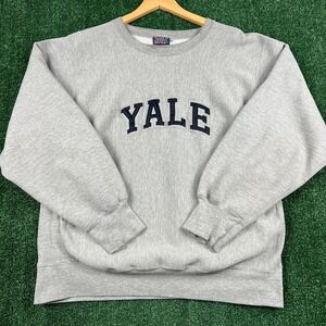 VTG MV Sport Sweatshirt Men's Large Gray Yale University Reverse Pro - Weave 90s